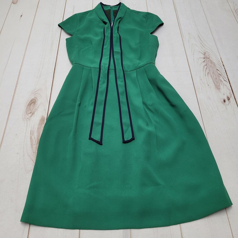 J. Crew NWT FLAWED green tie neck sheath dress kelly green retro preppy twee
